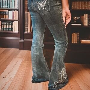 Butterfly bell bottom jean